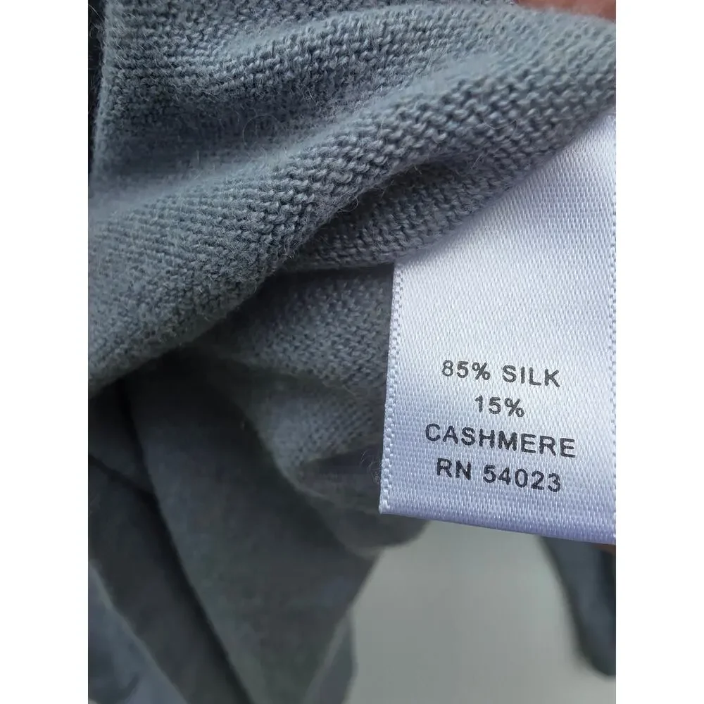 Banana Republic Blue Silk Cashmere V-Neck Classic Luxury Sweater Size Large